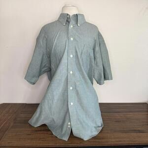 David Taylor Short Sleeve Green Button-Up Shirt Size 17